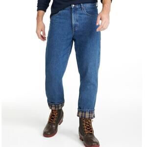 LL Bean Double L Jeans Mens 38X29 Blue Classic Fit Flannel Lined Comfort Waist